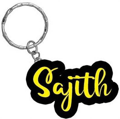 SY Gifts Sajith Name Black Yellow Name Keychain Key Chain