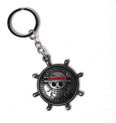 Seven Square One Piece Ship Steering Wheel Pirate Skull Spinning Car Bike And Home Key Chain