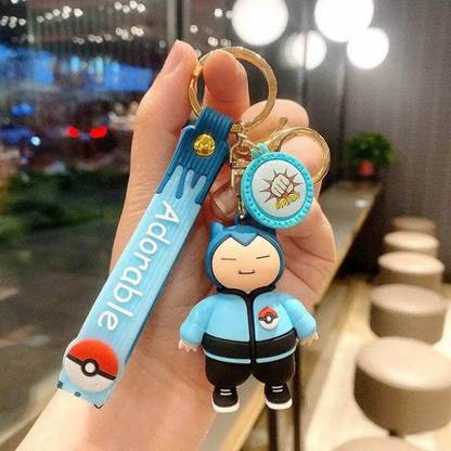 kawaii kart | Funky Pokemon Keychain - Snorlax | Premium 3D Rubber Figure Keyrings Key Chain