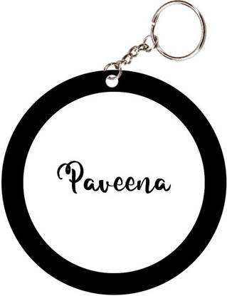 SY Gifts Paveena Name Black Keychain Key Chain