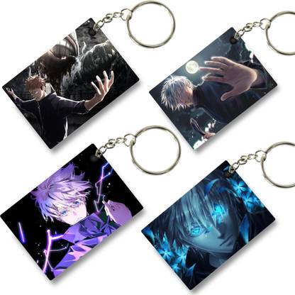 Replix Premium (Pack of 4) Jujutsu Kaisen 7 Anime Printed Keychain For Bike, Scooty Key Chain