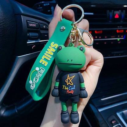 Mubco 3D Smiley Frog Keychain | Strap Charm & Hook |Key Ring Bike Car Gift Boy Girl Key Chain