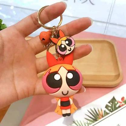 kawaii kart Premium 3D Rubber Figure Keyrings Powerpuff Girls Keychain - Blossom Key Chain