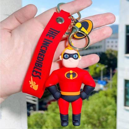 Mubco The Incredibles Bob Parr 3D Keychain | Strap Charm & Hook | PVC Cartoon Model Key Chain