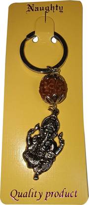 New Dimension Store Lord Vinayagar Metal With Ruthratcham Attached Single Side View Vinayagar Design Key Chain