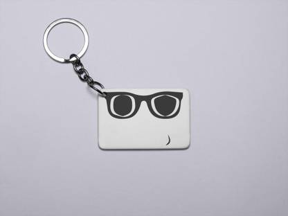Rushaan Black and White Glasses Emoji- Printed Acrylic Keychains(Pack Of 2) Key Chain