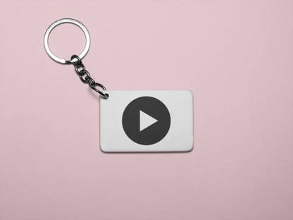 MiTrends Play button Printed Acrylic Keychain (Set of 2) Key Chain