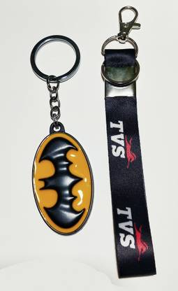 ShopTop Batman logo metal and T-V-S small tag for unisex Key Chain