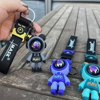 neze NZ 91 Green Astronaut Design silicone 3D Premium Keychain Multicolor Key Chain