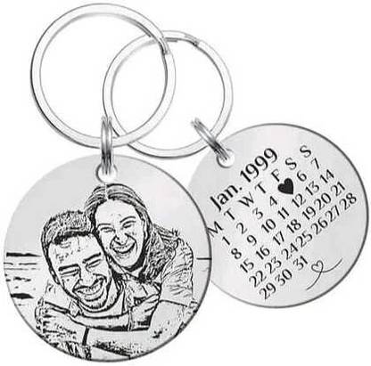 MOHIT CRAFT Personalized Calendar Photo Keychain Custom Engraved keyring for Men Women Key Chain