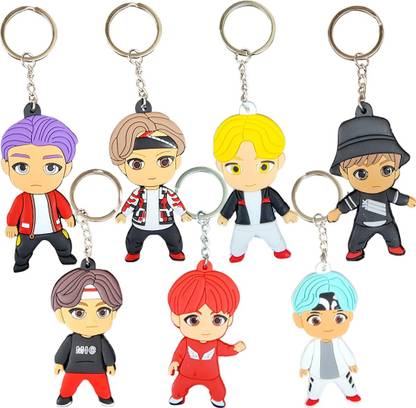 KARBD BTS Characters PVC Silicone Rubber Key Ring Merchandise Set of 7 Key Chain