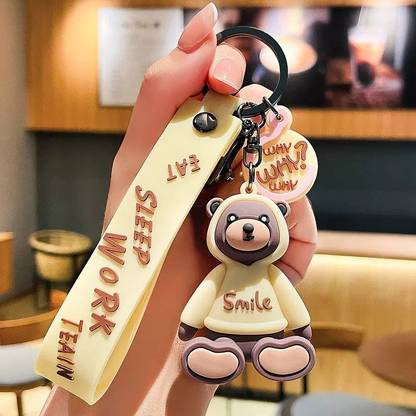 gtrp 3D Teddy Bear Keychain With Charm (Cream) Key Chain