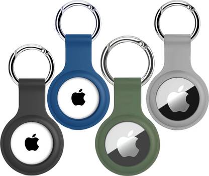 SQUIF Pack of 4 Airtag Case for Apple Airtags Silicone Case Protective Cover Key Chain