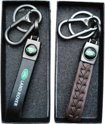 JNV Brown Leather Keychain Compatible With LAND ROVER Defender Car| Pack Of 2 | Key Chain