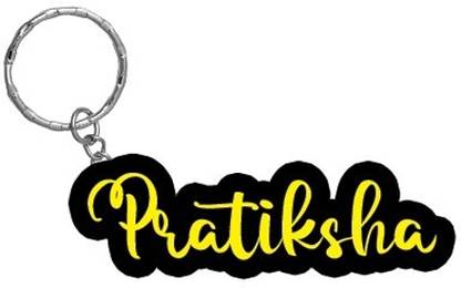 SY Gifts Pratiksha Name Black Yellow Name Keychain Key Chain