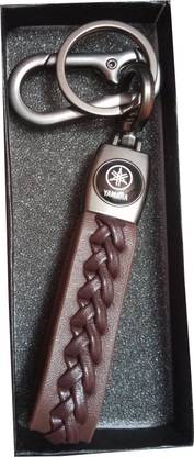 YAMAHA logo keychains brown Leather hook Key Chain