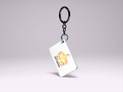 Rushaan Happy Halloween- Pumpkin With Evil Shadow-Printed acrylic Keychain(Pack Of 2) Key Chain