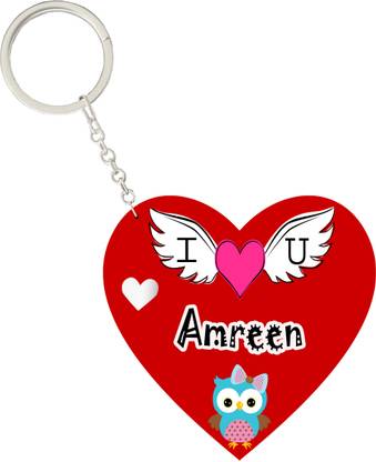 MorFex Amreen Name Beautiful Heart Shape Arclic Keychain Best Gifts for Your Special Key Chain