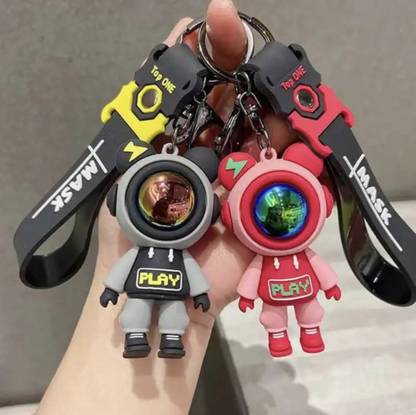 Shop Grab Space Design Astronaut Keychain 2Pc with Long Strap & Hook for Astronaut Lovers Key Chain