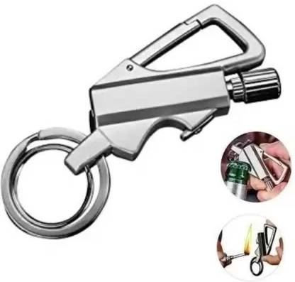 ASTOUND Keychain Multitool with Flint Metal Matchstick Fire Starter-Silver Key Chain