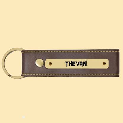 SY Gifts Thevan Name Brown Artificial Leather Keychain Key Chain