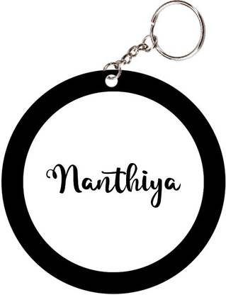 SY Gifts Nanthiya Name Black Keychain Key Chain