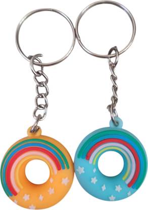 BSB Prime Rainbow & Stars Donut-Shaped PVC Keychain–Soft and Charming (4 pc) Key Chain