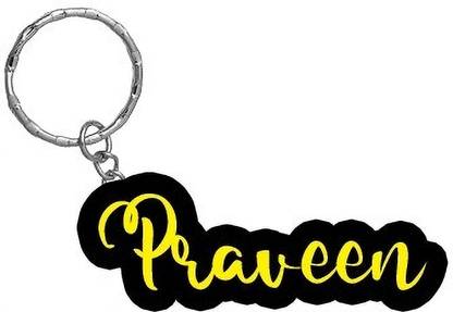 SY Gifts Praveen Name Black Yellow Name Keychain Key Chain