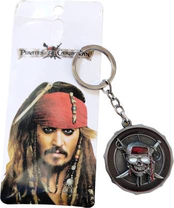 Deethyas Fashion Pirates Of Caribbean Movie Jack Sparrow Skull Shape Spinning 360 Degree Metal Key Chain