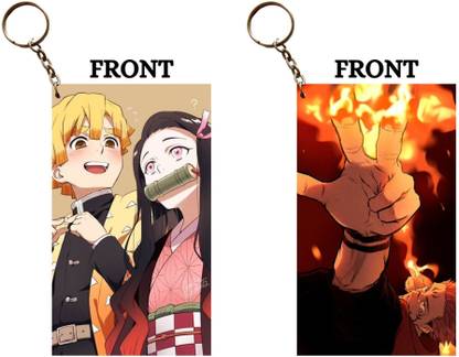 Hariyaali Enterprises LLP ZENITSU AND NEZUKO CUTE X SUKUNA FIRE ARROW Unique Style 2 pcs Combo Key Chain