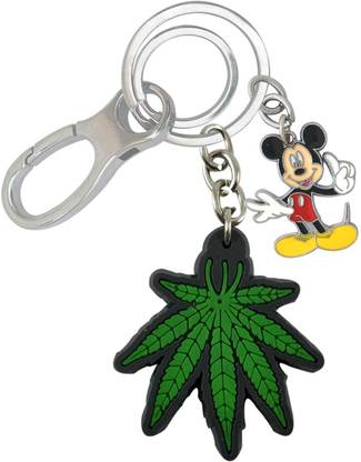 HANDSOME ISK Premium Quality Green Leaf With Mickey Mouse Strong and Durable Locking Lock Key Chain