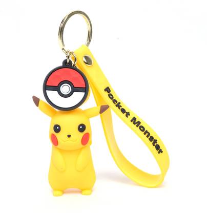 Daiyamondo Pikachu Cute Pokemon And Famous Cartoon in Standing Form 3D keychain With Ribbon Key Chain