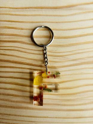 crafcan Transparent resin letter (F) keyring | Gift for your loved ones Key Chain