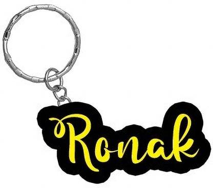 SY Gifts Ronak Name Black Yellow Name Keychain Key Chain