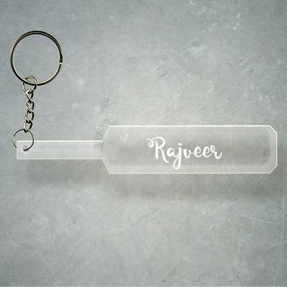 SY Gifts Cricket Bat Logo Design With Rajveer Name Key Chain