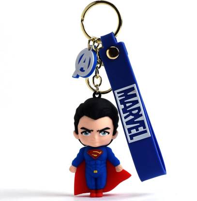 SQUIDSY Superman Keychain Soft Silicone Keyring Wristband Strap For Car Bike Bag Key Chain