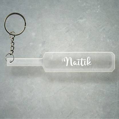 SY Gifts Cricket Bat Logo Design With Naitik Name Key Chain