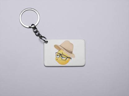 REVAMAN Pouting Emoji with Hat Printed- Printed Acrylic Keychains(Pack Of 2) Key Chain