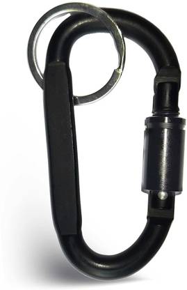 Raceminds Black D Shape Safety Master Lock Keychain Clip Spring Snap Key Chain Clip Locking Key Chain