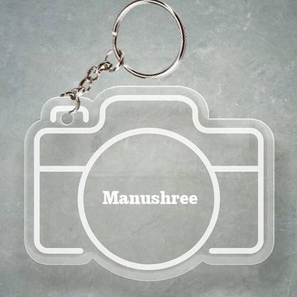 SY Gifts Camera Design Keychain With Manushree Name Key Chain