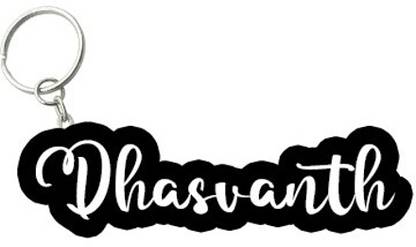 SY Gifts Dhasvanth Black White Name Keychain Key Chain