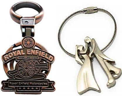 kd collections 176-185 Dancing Wired Couple Keychain & Royal Enfield Bullet Bike Hook Keychain Key Chain