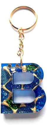 Revees Clive Ocean Design Resin Alphabet A to Z Initial Letter Keychain Key Ring Key Chain