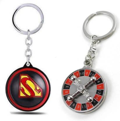 Jainsburys Combo of Superman Rotating keychain & Casino Game Rotating keychain Key Chain