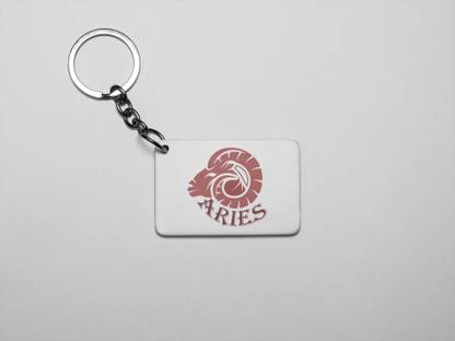 REVAMAN Aries symbol, (BG chocolate) - Printed Keychains(Pack Of 2) Key Chain