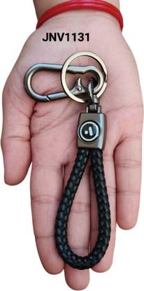 JNV Handwoven Leather Thread Keychain Compatible With Ather Electric Scooty (Black) Key Chain