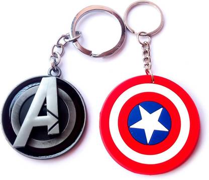 Meeko.com Captain America Shield Keychain & Avengers Logo Keychain Key Chain