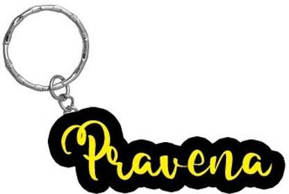 SY Gifts Pravena Name Black Yellow Name Keychain Key Chain