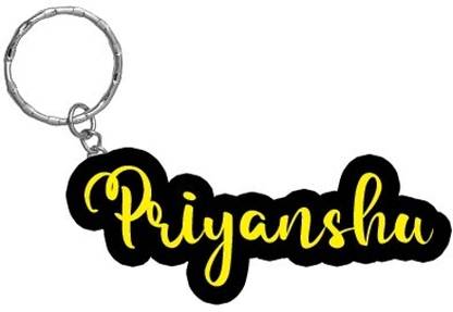 SY Gifts Priyanshu Name Black Yellow Name Keychain Key Chain