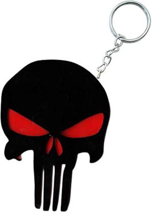 savytronics Acrylic 3D Punisher Red Skull Car And Bike keychain Key Chain